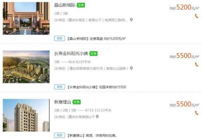 重庆长寿房价,重庆市长寿区古镇住房房价是多少